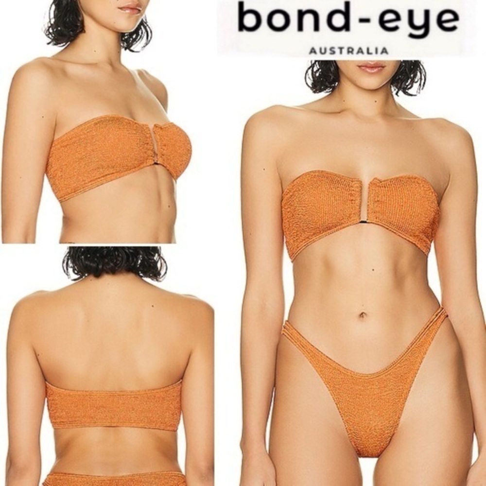 BOND EYE Blake Bandeau Bikini Top Color Burnt Orange Shimmer $110